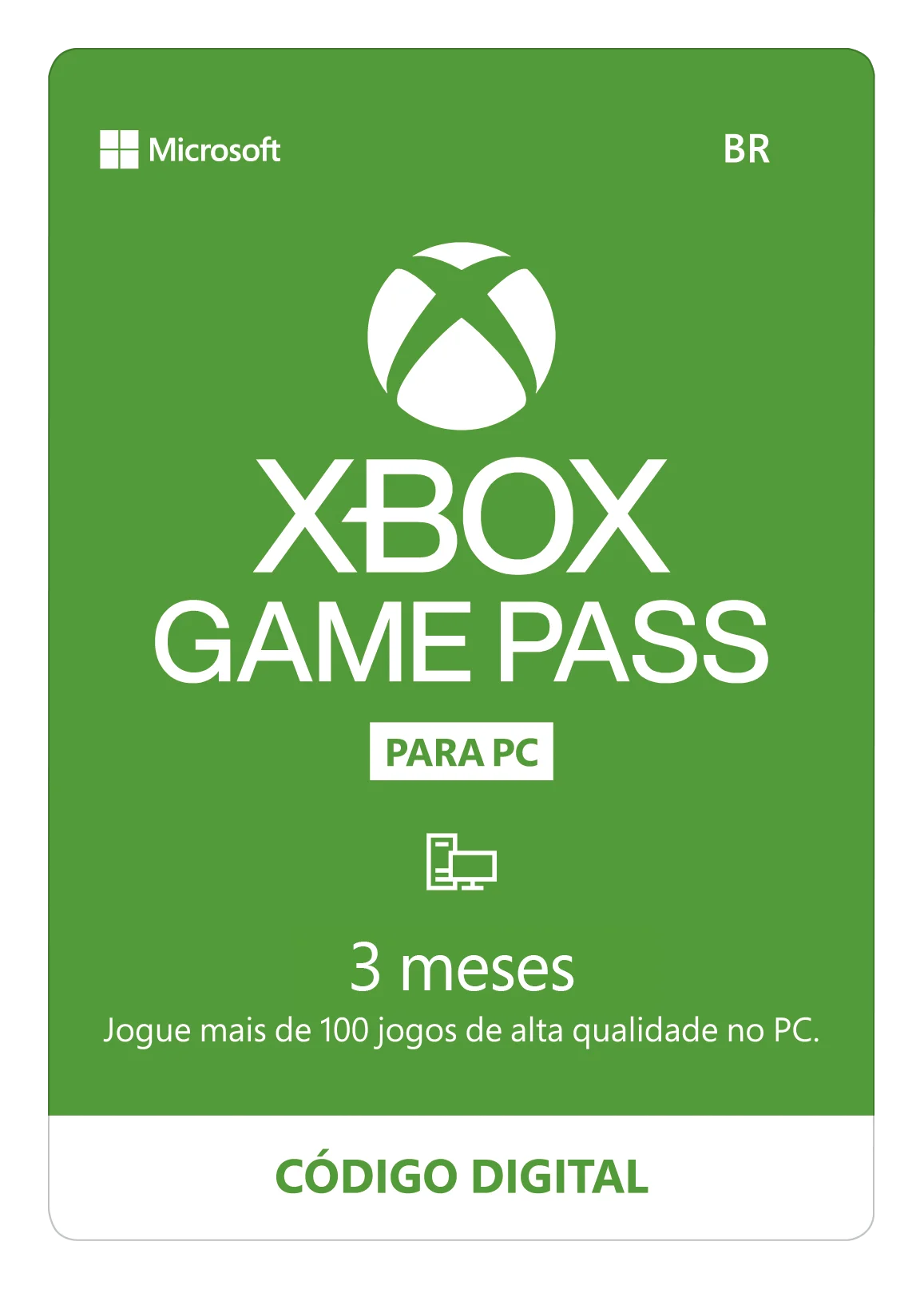 Gift Card Digital Xbox Game Pass para PC - R$89,99 - Faz a Boa!
